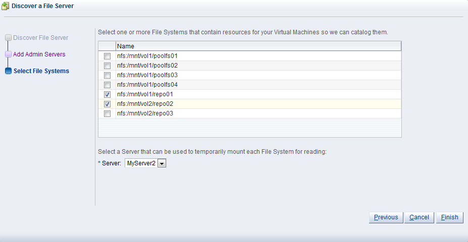 This figure shows the Select File Systems dialog box.