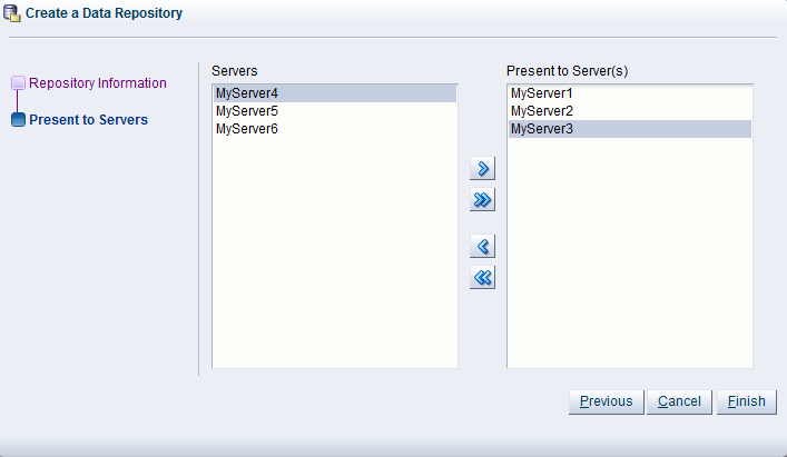 This figure shows the Present to Servers dialog box.