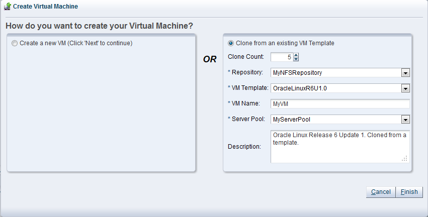 Esta figura muestra el asistente Crear máquina virtual.