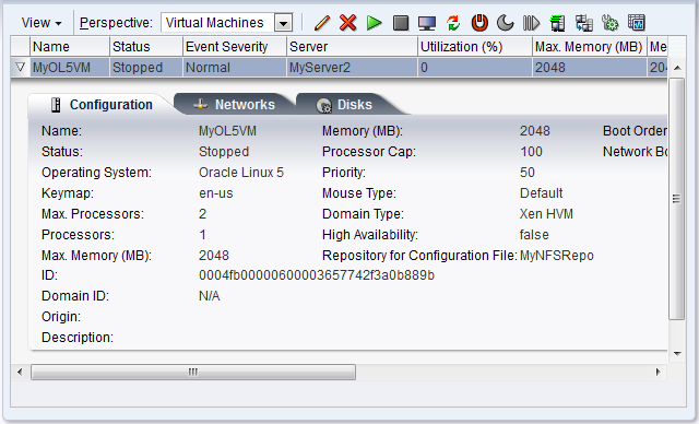 This figure shows the details about a virtual machine.