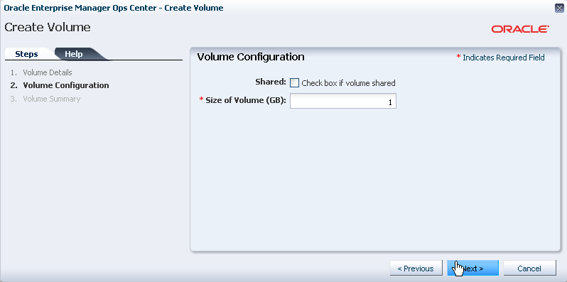 Description of createvolumeconfig.png follows
