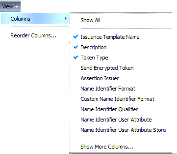 Issuance Template Search View Menu