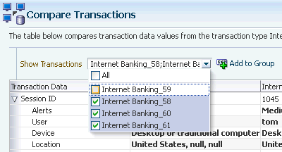 Show Transactions filter is shown.