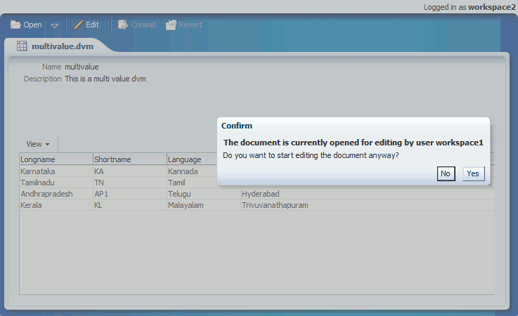 Confirm Dialog Box for Concurrent Users of a DVM
