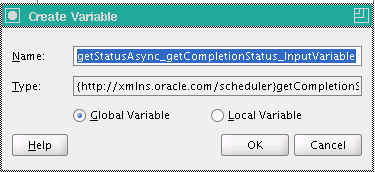 Create Variable window for getStatusAsync