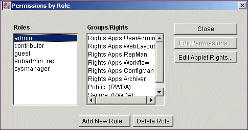 Surrounding text describes Permissions by Role screen.