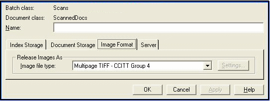 Image Format Tab screen