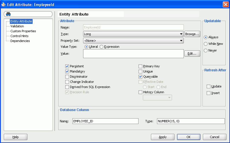 Entity Object - Attribute Editor