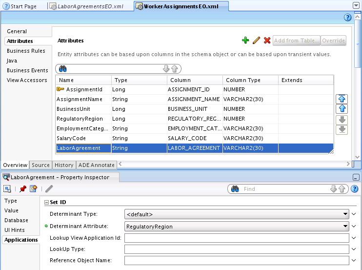 Set ID determinant attribute for a foreign key