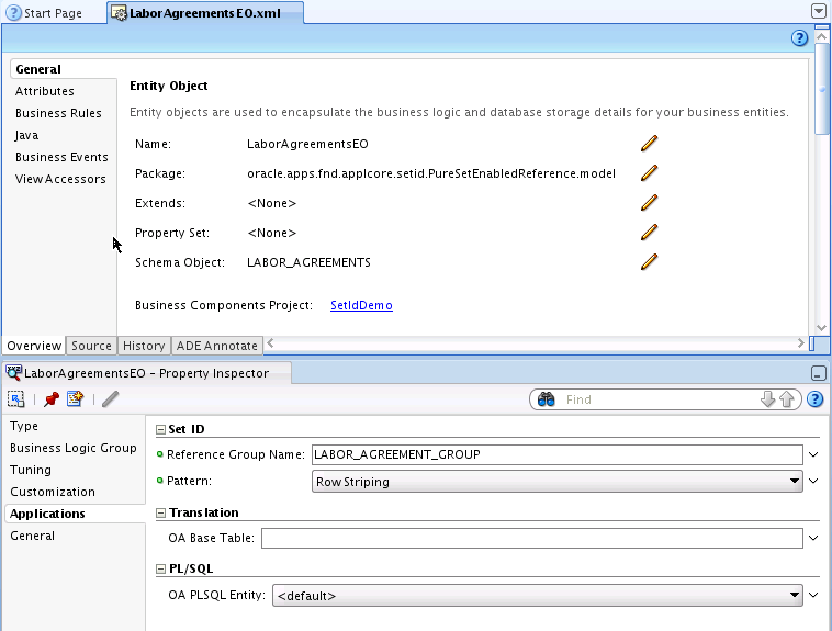 Entity object set ID properties
