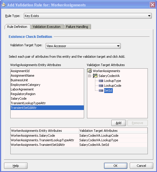 Lookups key exists validator rule definition