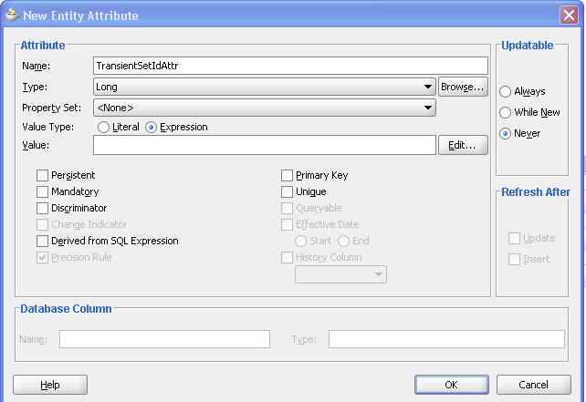 New transient set ID entity attribute