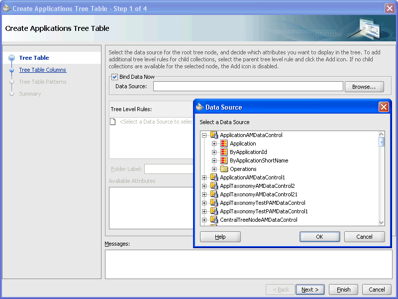 Create Tree Table wizard, step 1 of 4