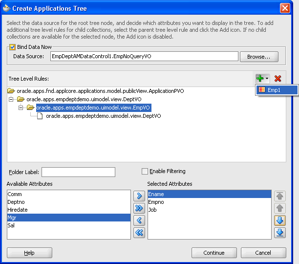 Configuring the ADF tree.