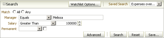 Watchlist Options Button in Toolbar Facet