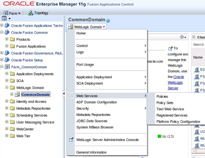 Navigation for common domain in Fusion Applications Control.