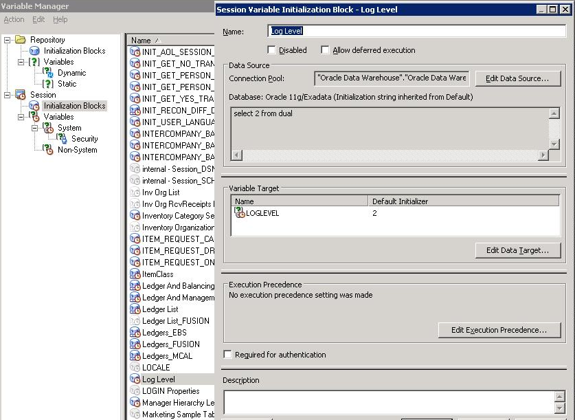 Setting the Log Level for Oracle BI