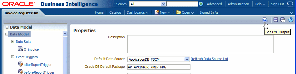 Get XML Output command