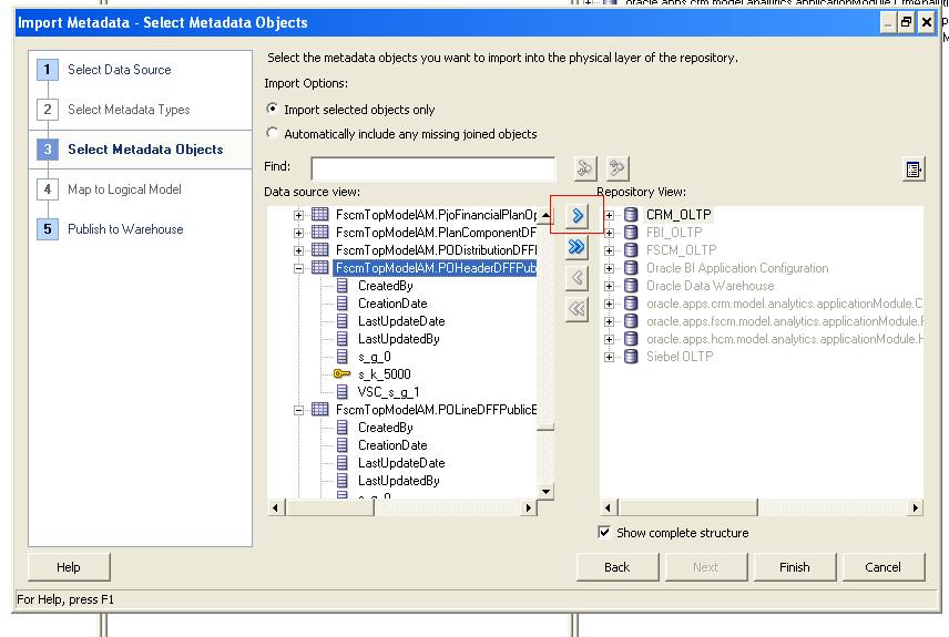This screen shot displays the importing of descriptive flexfield changes in the Import Metadata window.