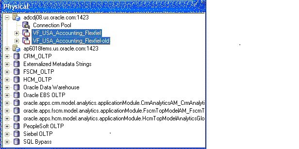 This screen shot displays an example of importing the selected cubes into the physical layer.