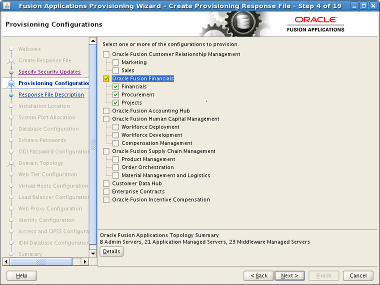 Provisioning Configurations Screen