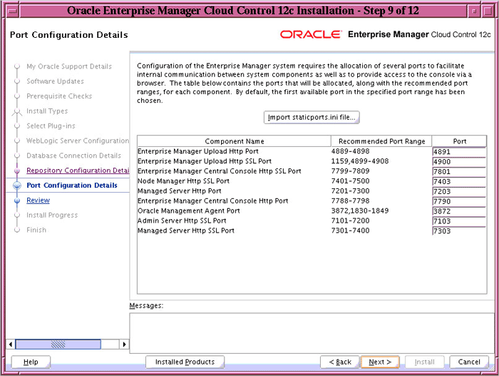 Port Configuration Details Screen