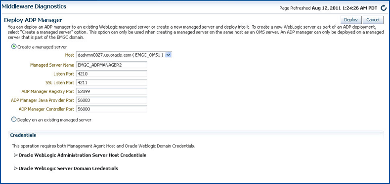 Deploying ADP Manager on the same host as OMS