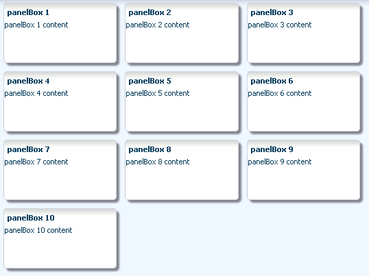 panelDashboard arranges panelBoxes