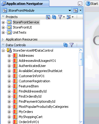 Data Controls panel in JDeveloper