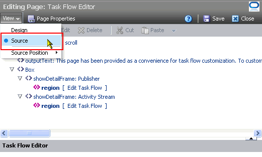 Source option on View menu
