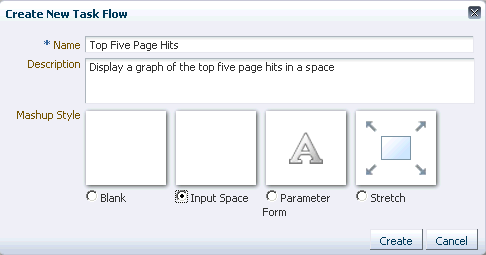 New mashup style displayed in the Create dialog