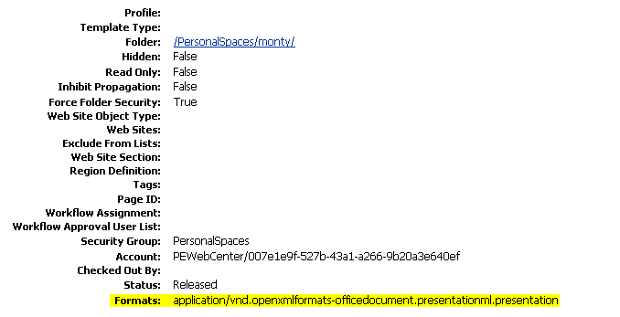 Document Format Value