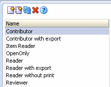 Roles page, general controls, left panel