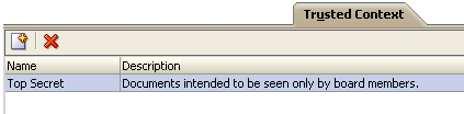 Contexts page, Trusted Context tab