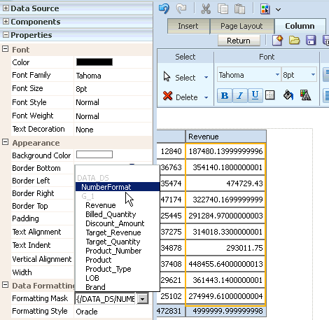 Oracle dynamic formatting mask from a data model parameter.