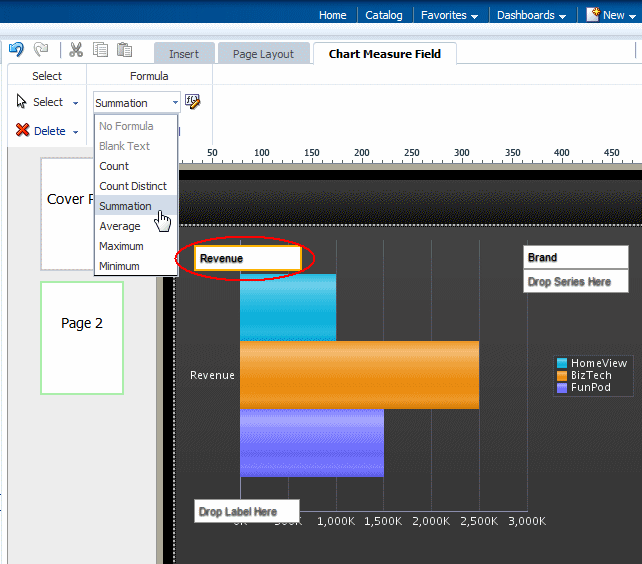 Changing the chart measure field formula