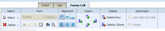 Frame Cell toolbar