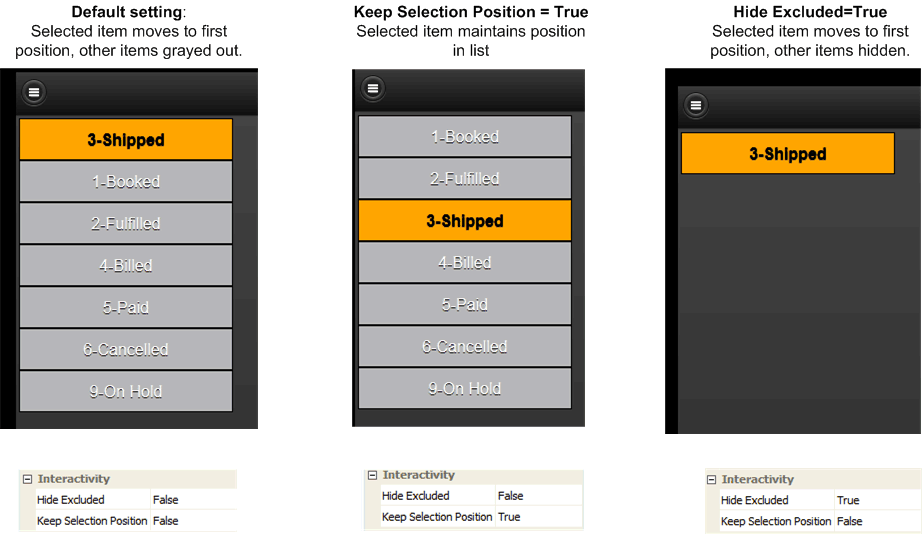 Filter selection behavior