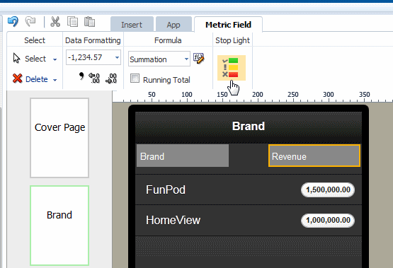 Selecting Stoplight formatting from Navigation page