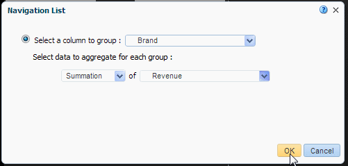 Choosing aggregation field and function