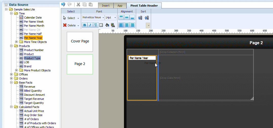 Draggng data fields to pivot table