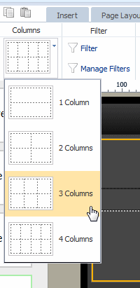 Using Columns command to change tile columns