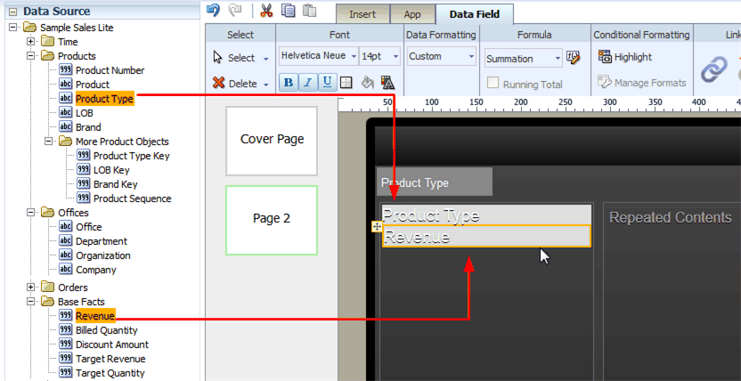 Adding a label and measure field to a tile