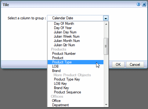 Selecting the group field for each tile