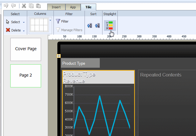 Selecting the Stoplight command from the Tile toolbar