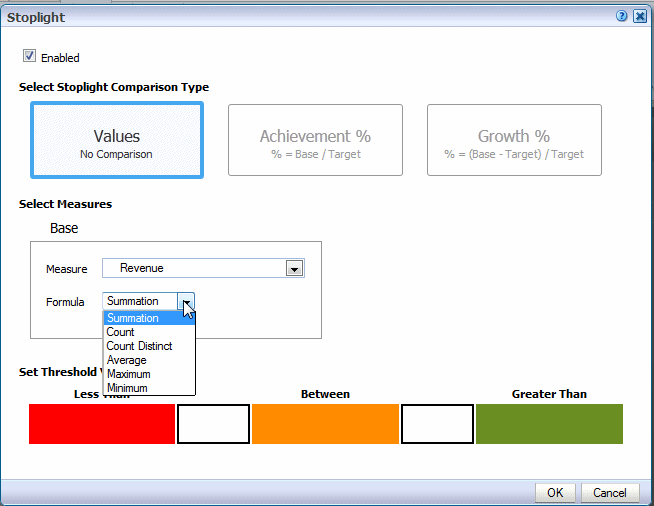 Choosing Measure and Formula fields