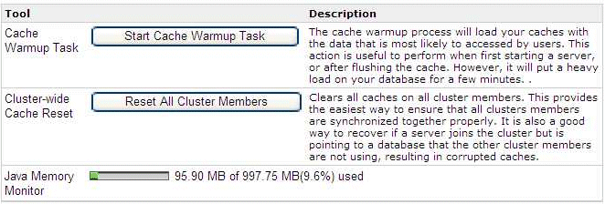 Screenshot of the Cache Settings section