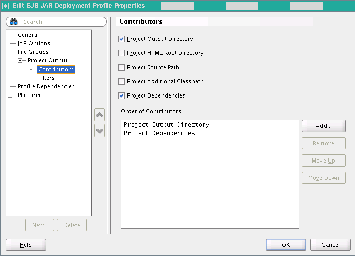 Selecting EJB Contributors for the EJB JAR Deployment