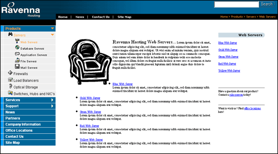 Screenshot of a final Web page in consumption mode.