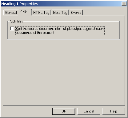 Element Properties: Split Tab